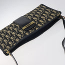 Christian Dior Trotter Canvas Shoulder Bag Navy Gold Auth 123314-6