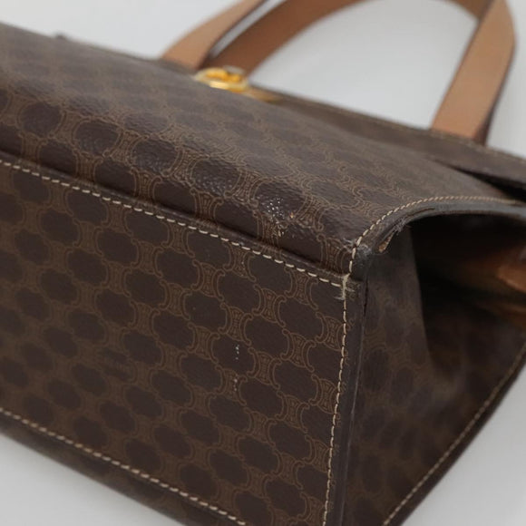 CELINE Macadam Canvas Hand Bag PVC Leather 2way Brown Gold Auth 123320