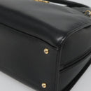 CELINE Hand Bag Leather 2way Black Gold Auth 123321-9