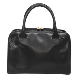 CELINE Hand Bag Leather 2way Black Gold Auth 123321 - 0
