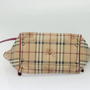 BURBERRY Nova Check Shoulder Bag PVC Beige Gold Auth 123325-6