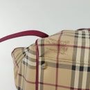 BURBERRY Nova Check Shoulder Bag PVC Beige Gold Auth 123325-14