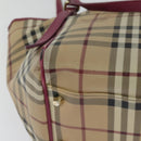 BURBERRY Nova Check Shoulder Bag PVC Beige Gold Auth 123325-15