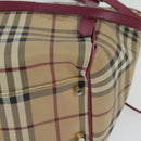 BURBERRY Nova Check Shoulder Bag PVC Beige Gold Auth 123325-16