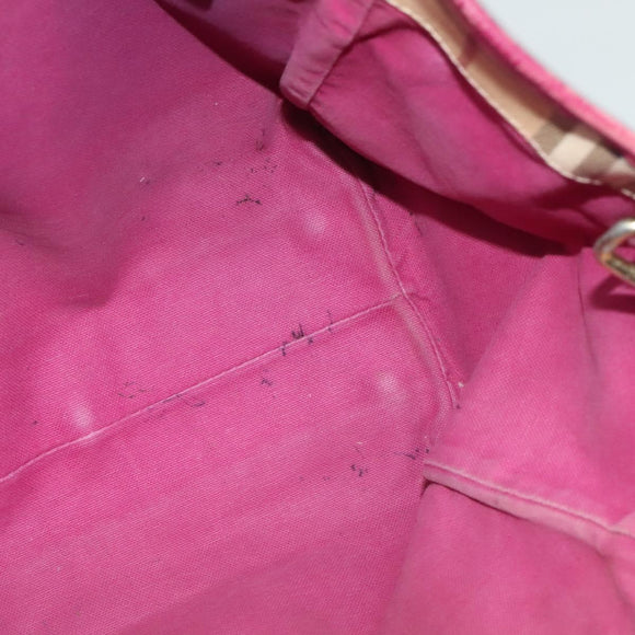 BURBERRY Nova Check Shoulder Bag PVC Beige Gold Auth 123325