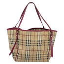 BURBERRY Nova Check Shoulder Bag PVC Beige Gold Auth 123325-13