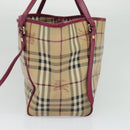 BURBERRY Nova Check Shoulder Bag PVC Beige Gold Auth 123325-4