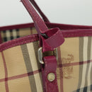 BURBERRY Nova Check Shoulder Bag PVC Beige Gold Auth 123325-5