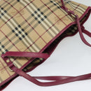 BURBERRY Nova Check Shoulder Bag PVC Beige Gold Auth 123325-7