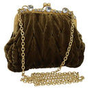 Miu Miu Matelasse Chain Shoulder Bag Velor Brown Gold Auth 123328-1