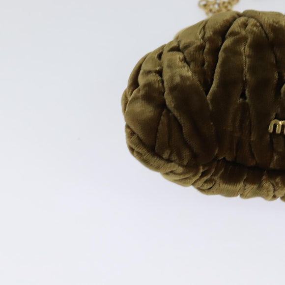 Miu Miu Matelasse Chain Shoulder Bag Velor Brown Gold Auth 123328
