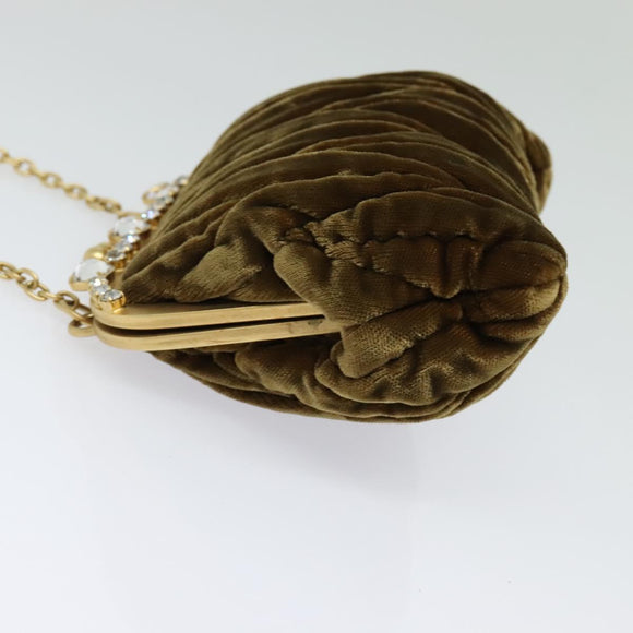 Miu Miu Matelasse Chain Shoulder Bag Velor Brown Gold Auth 123328