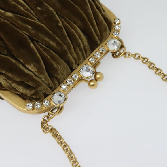 Miu Miu Matelasse Chain Shoulder Bag Velor Brown Gold Auth 123328