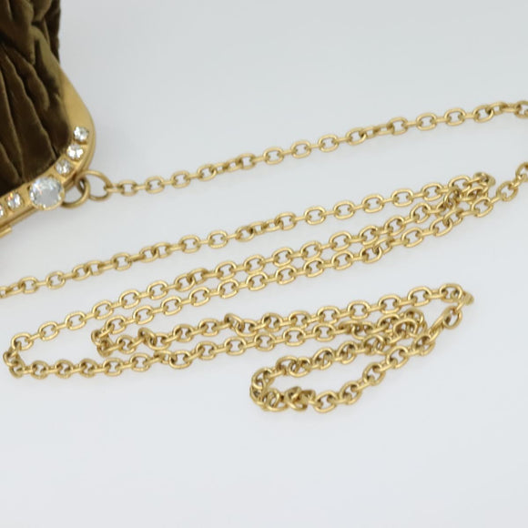 Miu Miu Matelasse Chain Shoulder Bag Velor Brown Gold Auth 123328