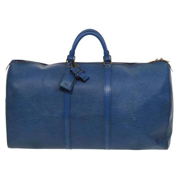 LOUIS VUITTON Epi Keepall 60 Boston Bag Blue M42945 LV Auth 123336