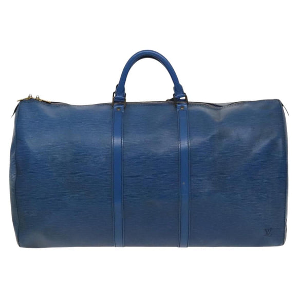 LOUIS VUITTON Epi Keepall 60 Boston Bag Blue M42945 LV Auth 123336