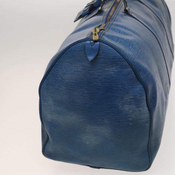 LOUIS VUITTON Epi Keepall 60 Boston Bag Blue M42945 LV Auth 123336