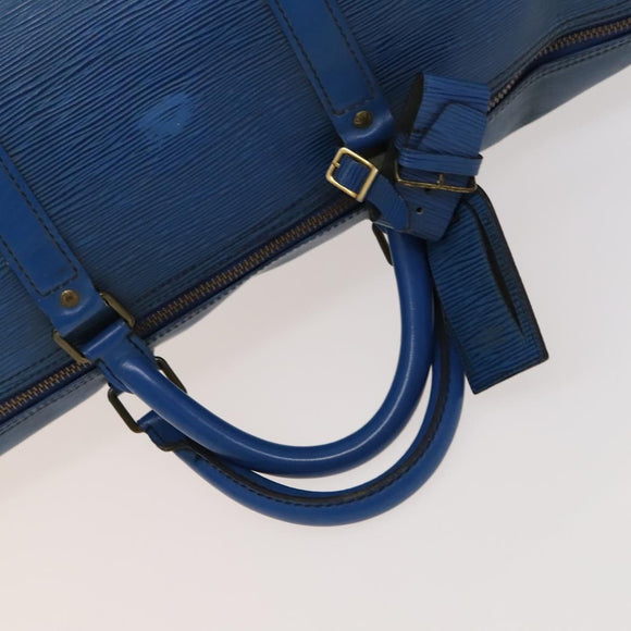 LOUIS VUITTON Epi Keepall 60 Boston Bag Blue M42945 LV Auth 123336