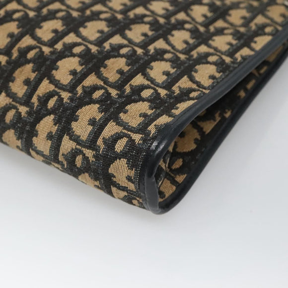 Christian Dior Trotter Canvas Shoulder Bag Navy Gold Auth 123357