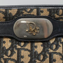 Christian Dior Trotter Canvas Shoulder Bag Navy Gold Auth 123357-10