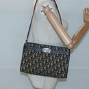 Christian Dior Trotter Canvas Shoulder Bag Navy Gold Auth 123357-19