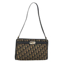 Christian Dior Trotter Canvas Shoulder Bag Navy Gold Auth 123357-1
