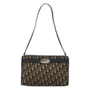 Christian Dior Trotter Canvas Shoulder Bag Navy Gold Auth 123357-13