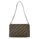 Christian Dior Trotter Canvas Shoulder Bag Navy Gold Auth 123357-2