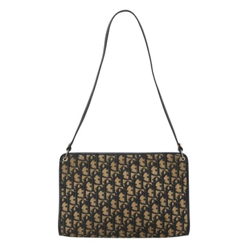Christian Dior Trotter Canvas Shoulder Bag Navy Gold Auth 123357 - 0