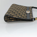 Christian Dior Trotter Canvas Shoulder Bag Navy Gold Auth 123357-4