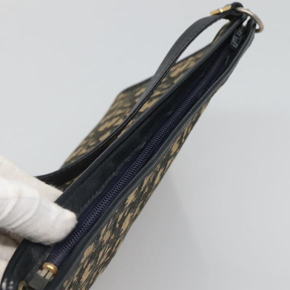 Christian Dior Trotter Canvas Shoulder Bag Navy Gold Auth 123357