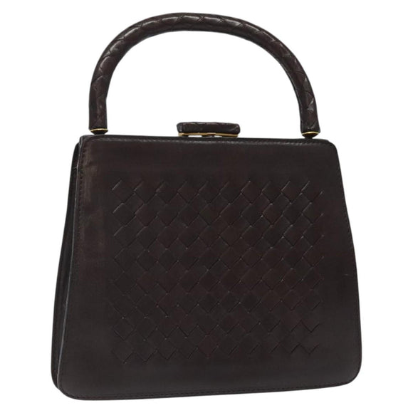 BOTTEGA VENETA INTRECCIATO Hand Bag Leather Brown Gold Auth 123359A