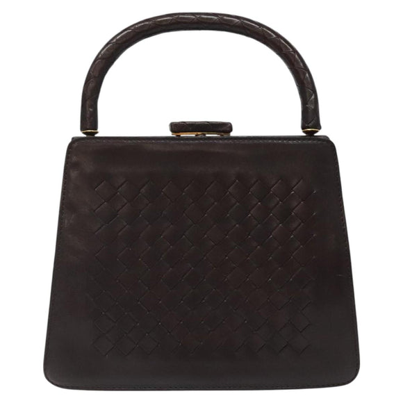 BOTTEGA VENETA INTRECCIATO Hand Bag Leather Brown Gold Auth 123359A