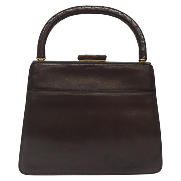BOTTEGA VENETA INTRECCIATO Hand Bag Leather Brown Gold Auth 123359A