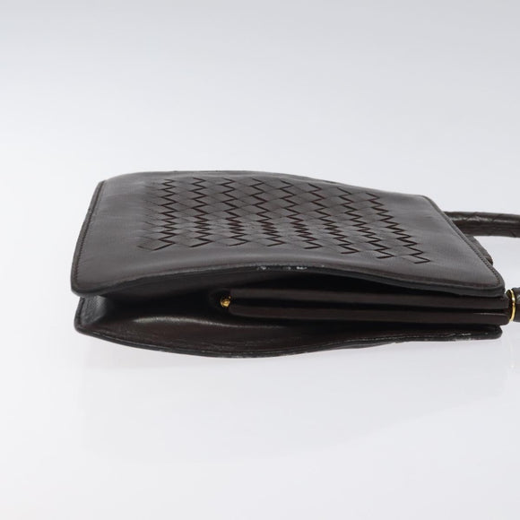 BOTTEGA VENETA INTRECCIATO Hand Bag Leather Brown Gold Auth 123359