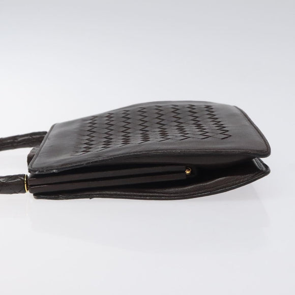 BOTTEGA VENETA INTRECCIATO Hand Bag Leather Brown Gold Auth 123359A