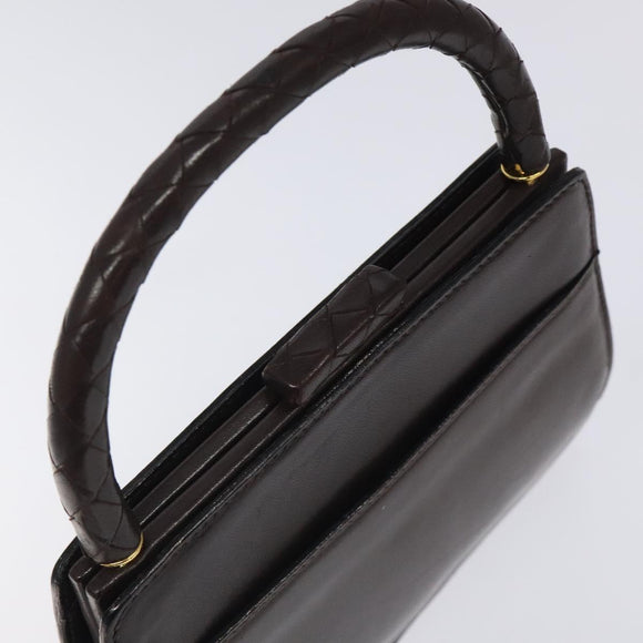 BOTTEGA VENETA INTRECCIATO Hand Bag Leather Brown Gold Auth 123359A