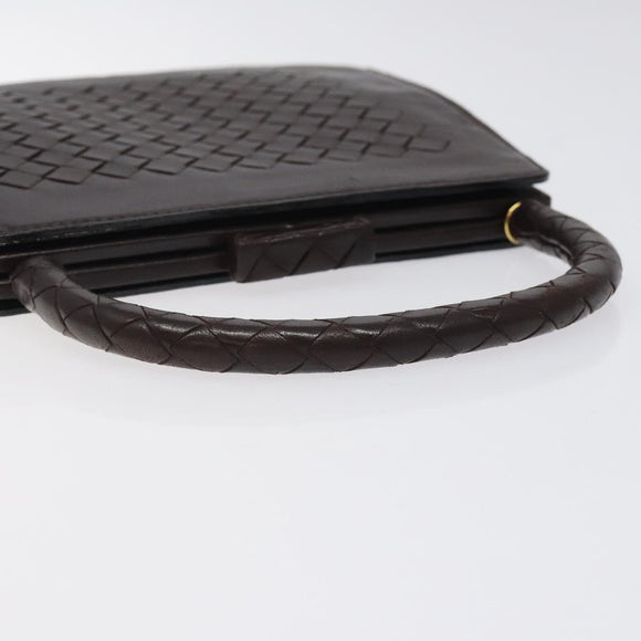 BOTTEGA VENETA INTRECCIATO Hand Bag Leather Brown Gold Auth 123359A