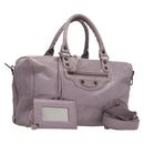 BALENCIAGA Classic Polly Hand Bag Leather 2way Purple 285345 Auth 123361-1