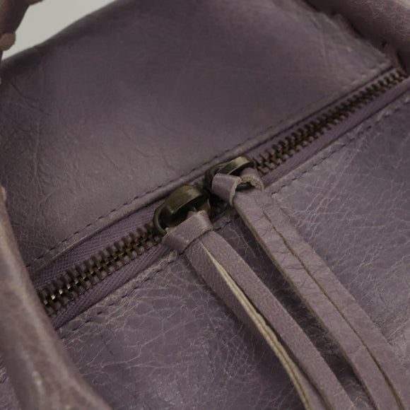 BALENCIAGA Classic Polly Hand Bag Leather 2way Purple 285345 Auth 123361