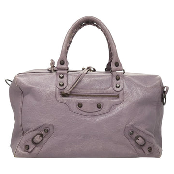 BALENCIAGA Classic Polly Hand Bag Leather 2way Purple 285345 Auth 123361 - 0