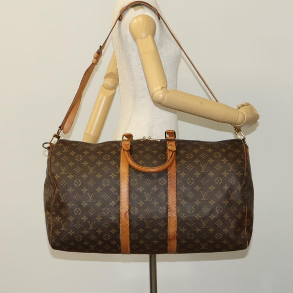 LOUIS VUITTON Monogram Keepall Bandouliere 55 Boston Bag M41414 LV Auth 123367
