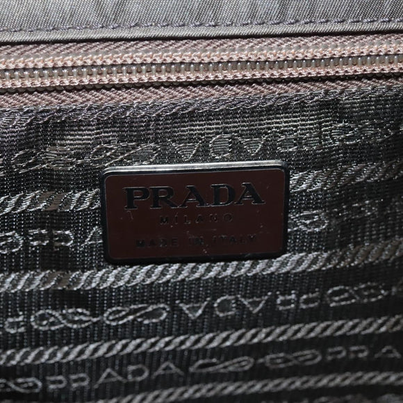 PRADA Shoulder Bag Nylon Khaki Silver Auth 123373