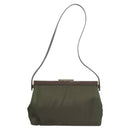 PRADA Shoulder Bag Nylon Khaki Silver Auth 123373-2
