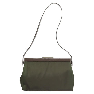 PRADA Shoulder Bag Nylon Khaki Silver Auth 123373 - 0