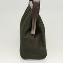 PRADA Shoulder Bag Nylon Khaki Silver Auth 123373-4