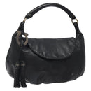 Salvatore Ferragamo Shoulder Bag Leather Black Silver Auth 123376-1