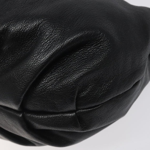 Salvatore Ferragamo Shoulder Bag Leather Black Silver Auth 123376