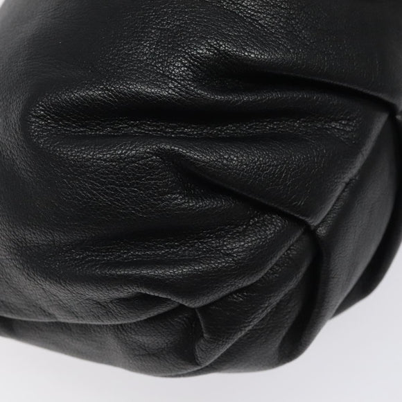 Salvatore Ferragamo Shoulder Bag Leather Black Silver Auth 123376