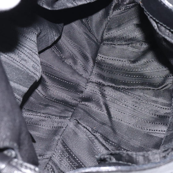 Salvatore Ferragamo Shoulder Bag Leather Black Silver Auth 123376